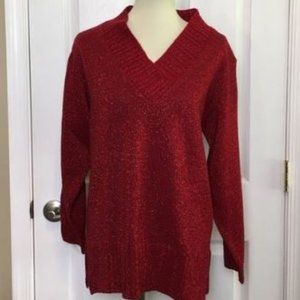 Diane Von Furstenberg Sweater VNeck Red 2XL